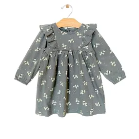 City Mouse Jersey Flutter Dress - Teal Puffs