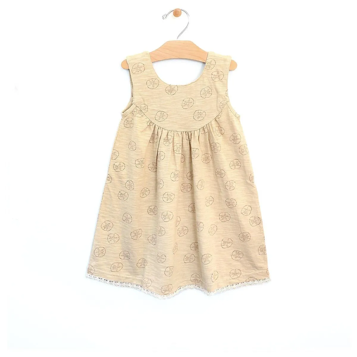 City Mouse Sand Dollar Slub Tank Lace Trim Dress