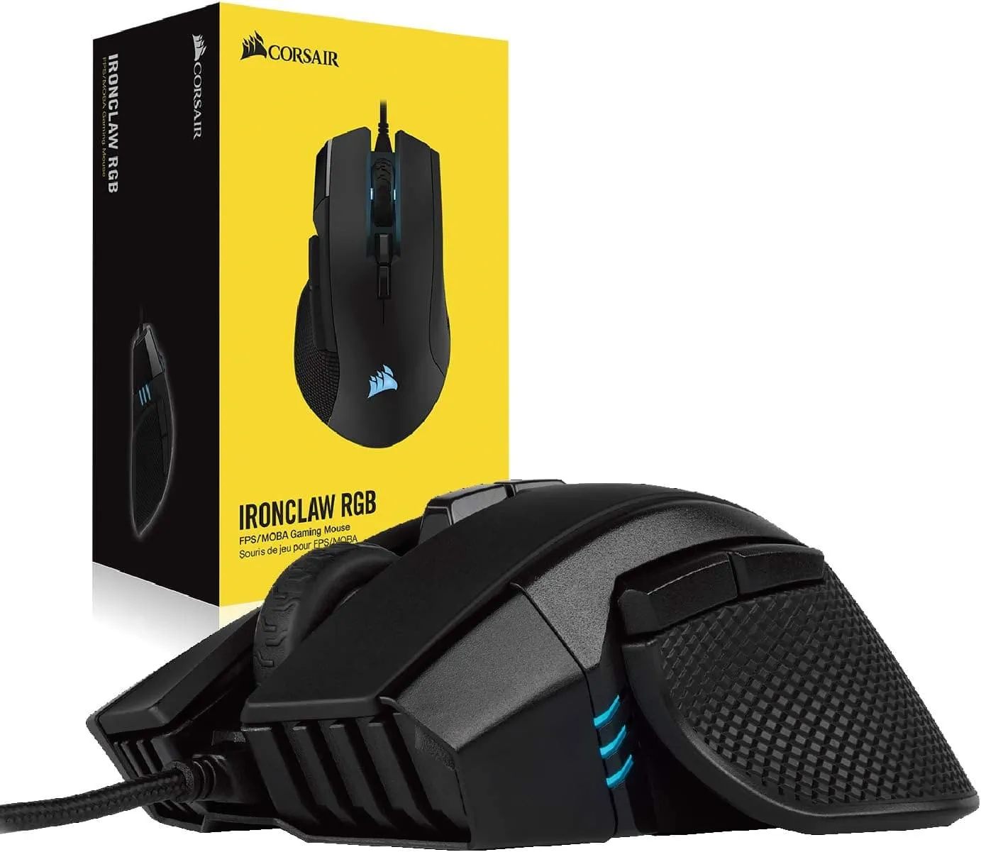 CORSAIR IRONCLAW RGB Wired FPS/MOBA Gaming Mouse – 18,000 DPI – 7 Programmable Buttons – Designed for Large Hands – iCUE Compatible – PC, Mac, PS5, PS4, Xbox – Black