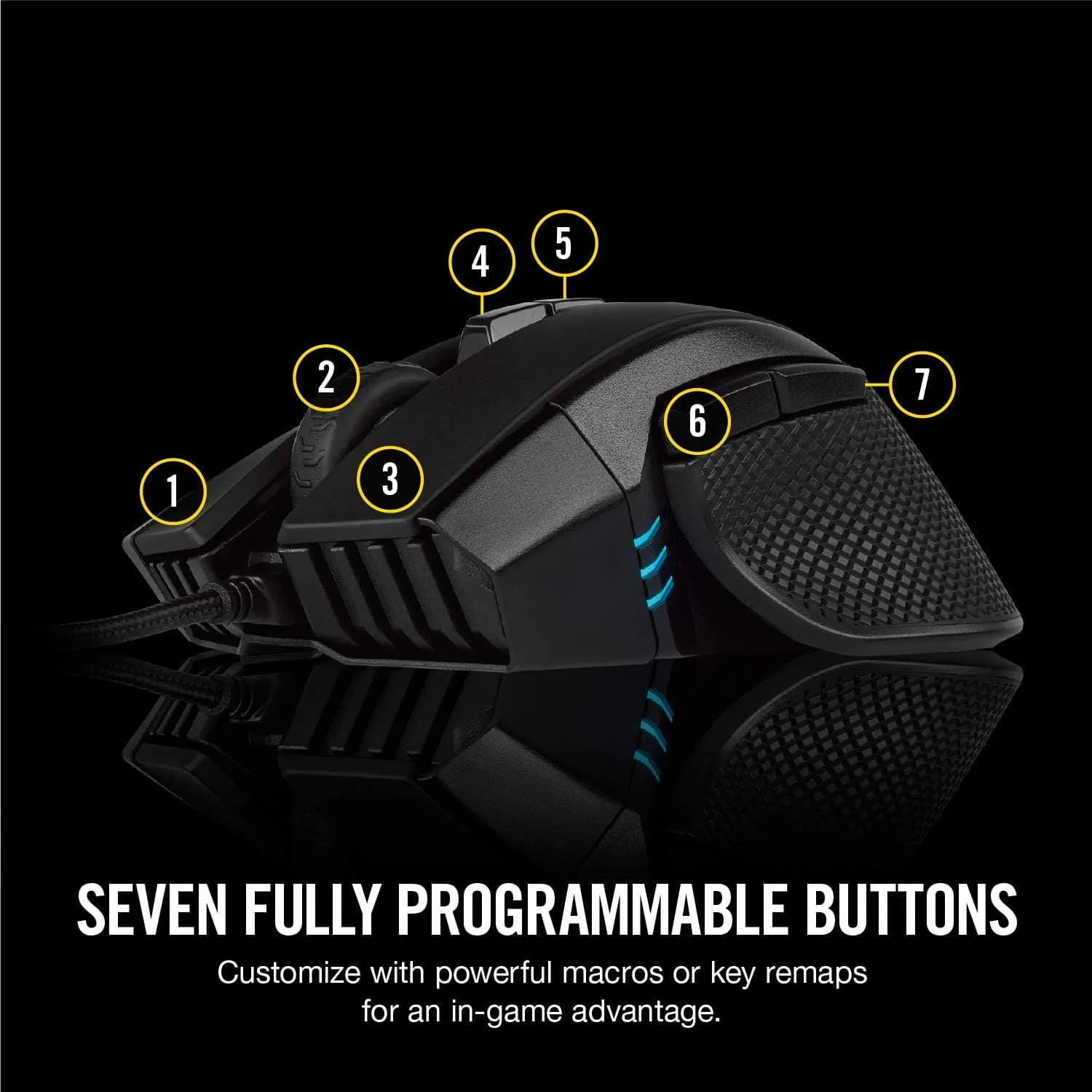 CORSAIR IRONCLAW RGB Wired FPS/MOBA Gaming Mouse – 18,000 DPI – 7 Programmable Buttons – Designed for Large Hands – iCUE Compatible – PC, Mac, PS5, PS4, Xbox – Black