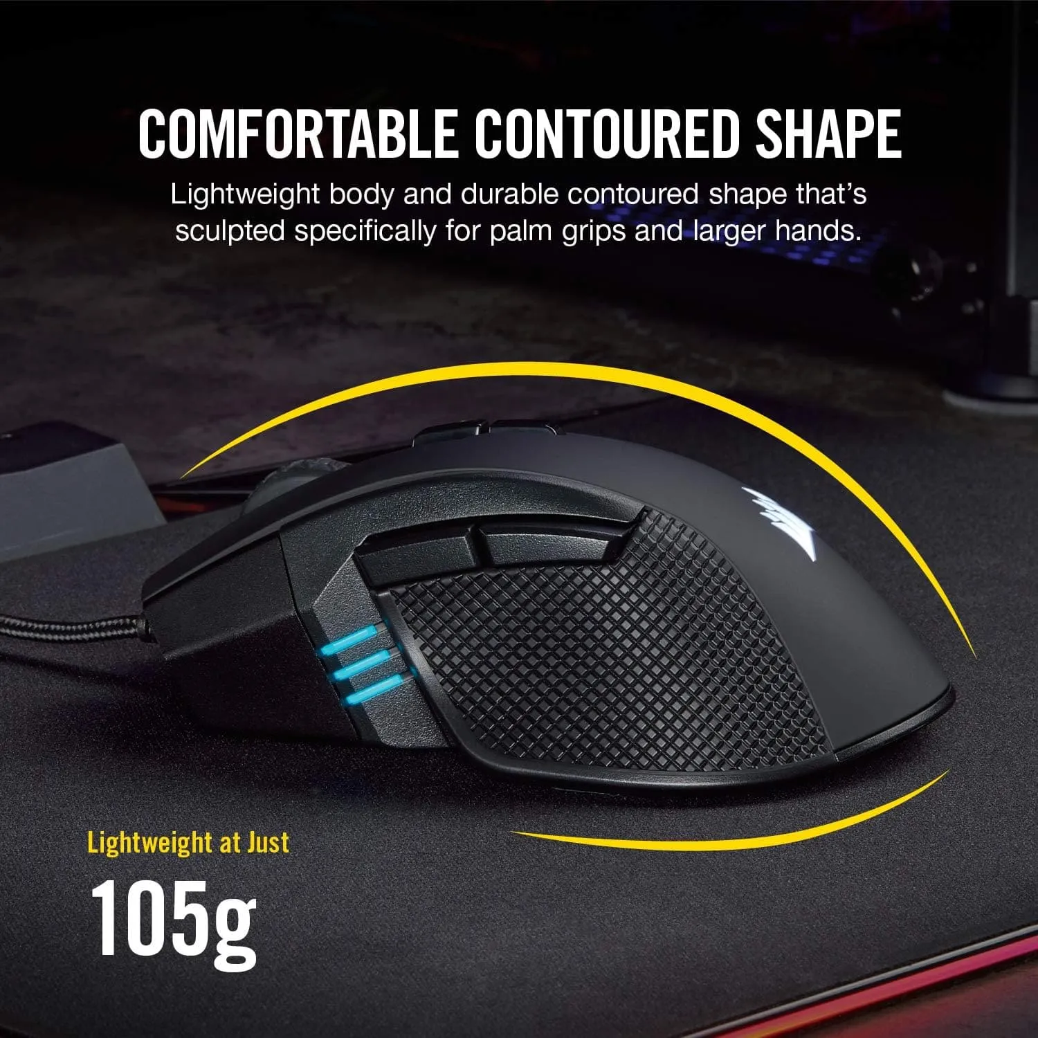 CORSAIR IRONCLAW RGB Wired FPS/MOBA Gaming Mouse – 18,000 DPI – 7 Programmable Buttons – Designed for Large Hands – iCUE Compatible – PC, Mac, PS5, PS4, Xbox – Black