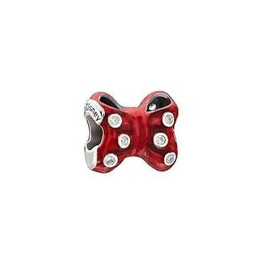 CZ Minnie Bow Red Enamel Bead Charm