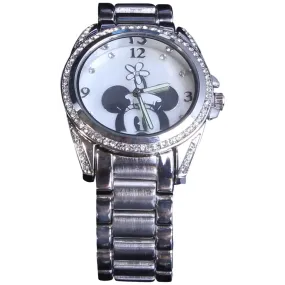 Disney Women's Rhinestone Accent Mother of Pearl Stainless Steel Watch MN2089