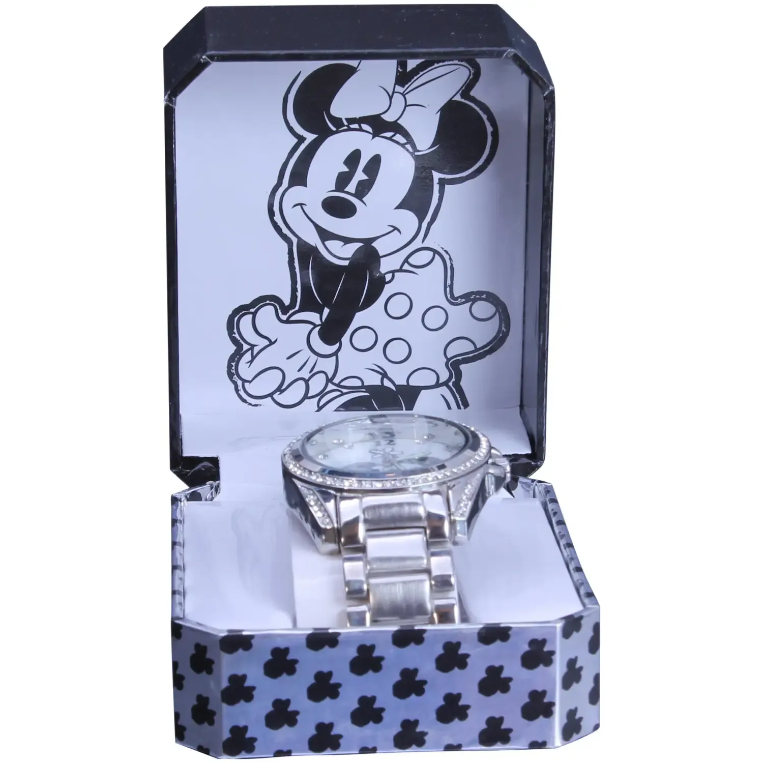 Disney Women's Rhinestone Accent Mother of Pearl Stainless Steel Watch MN2089