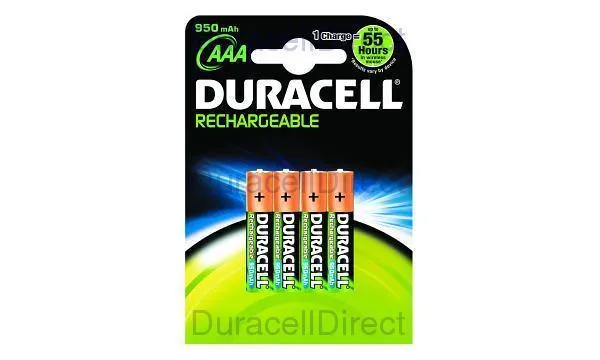 Duracell Rechargeable AAA 750 mAh Batteries | 4 Pack | HR03/DC2400