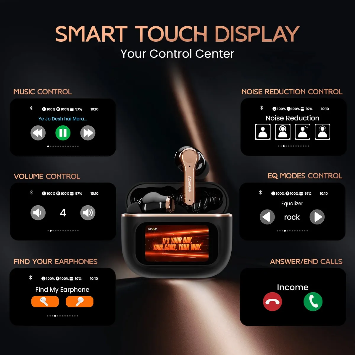 DwOTS Touch : Smart Touch Screen Display Earbuds