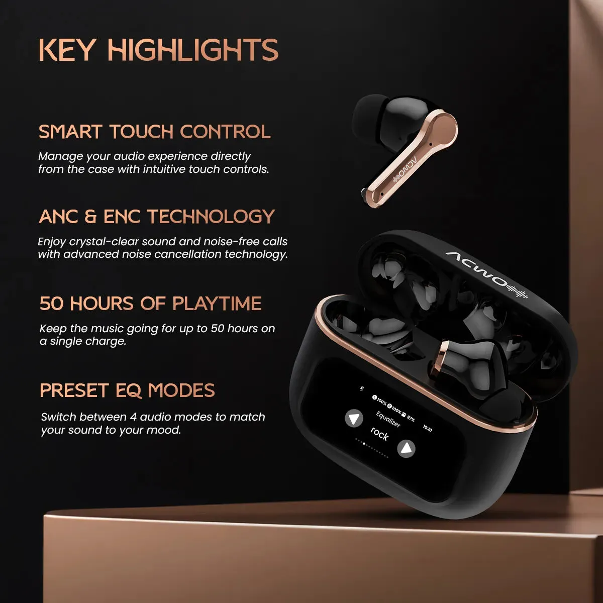 DwOTS Touch : Smart Touch Screen Display Earbuds