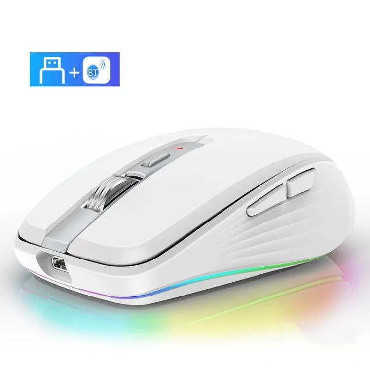 Ergonomic Rechargeable RGB Mouse with Dual Modes, 2400DPI and 14 Light Effects