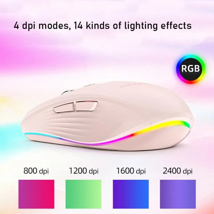 Ergonomic Rechargeable RGB Mouse with Dual Modes, 2400DPI and 14 Light Effects