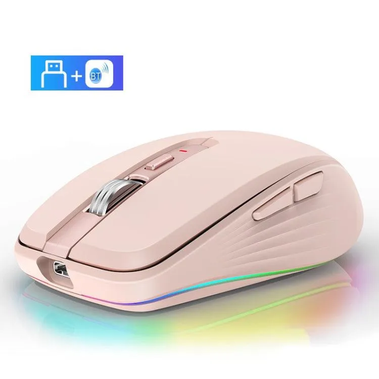 Ergonomic Rechargeable RGB Mouse with Dual Modes, 2400DPI and 14 Light Effects