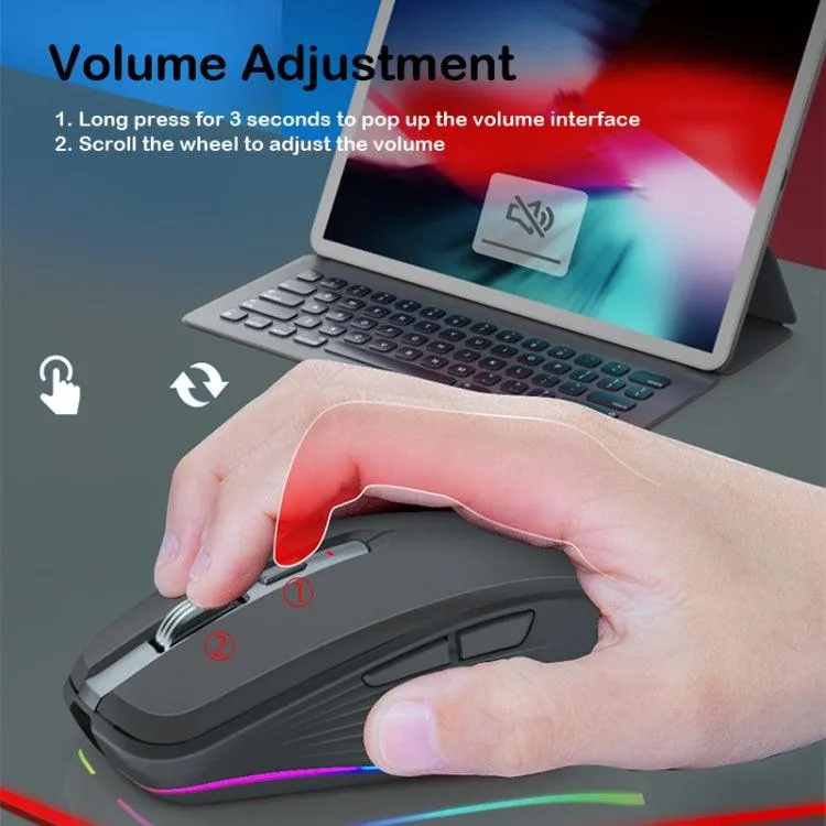 Ergonomic Rechargeable RGB Mouse with Dual Modes, 2400DPI and 14 Light Effects