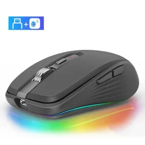 Ergonomic Rechargeable RGB Mouse with Dual Modes, 2400DPI and 14 Light Effects