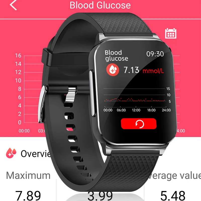 Fitaos HD Large-Screen Dynamic ECG Continuous Monitoring Blood Sugar Monitoring Smart Sports Watch