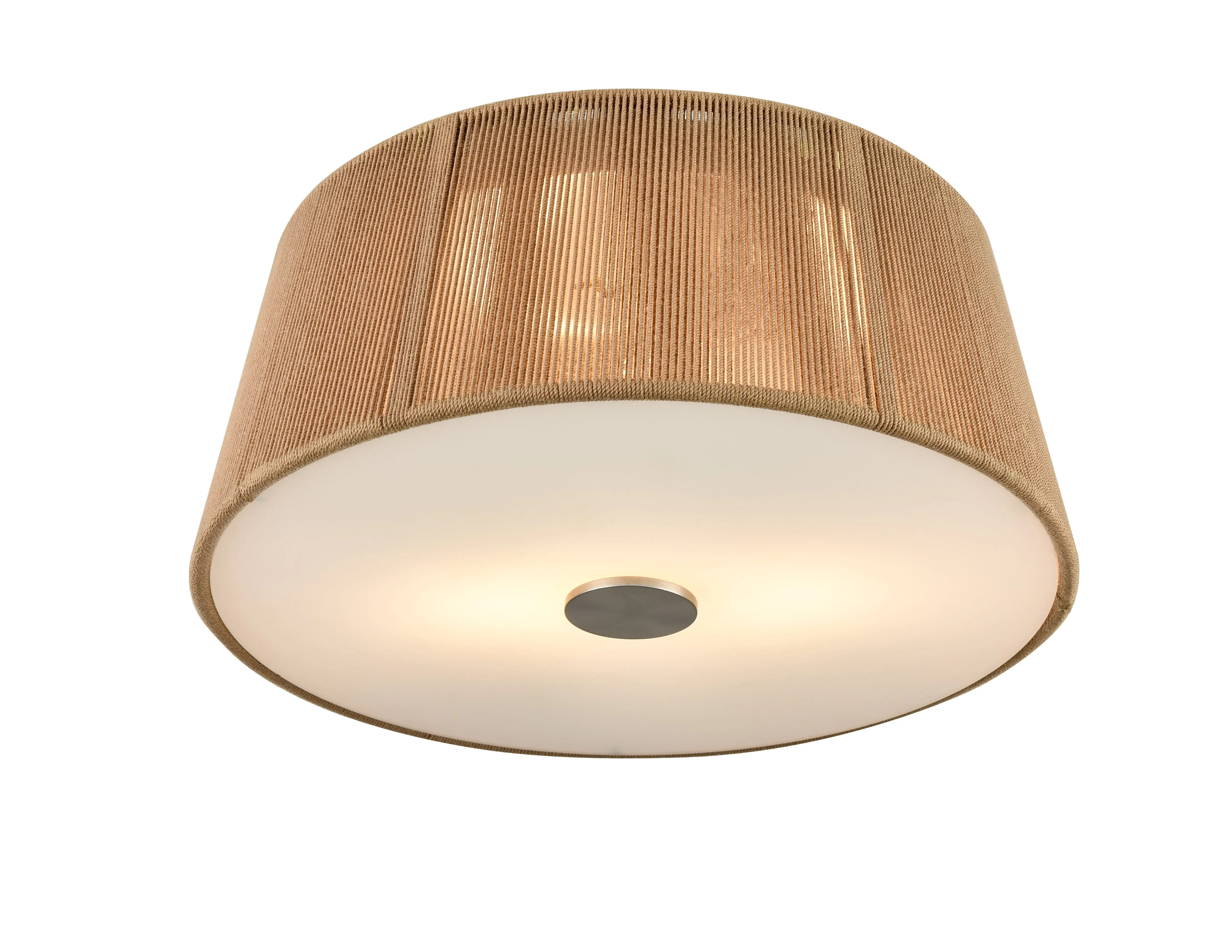 Flush Mount Fixture - Brushed Nickel - Frosted White Lens - 13in. Diameter - E26 Medium Base