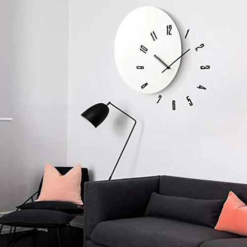 FOLA Modern Wall Clock Decoration Clock Silent Non Ticking Living Room 17.7 inch Bedroom Easy to Read Classroom Clock (Size : White Wood Pointer)