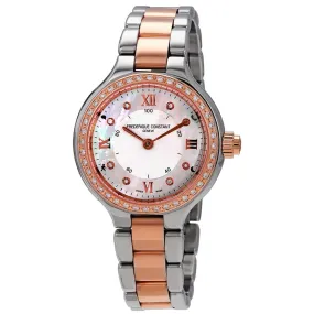 Frederique Constant Silver Mother of Pearl Dial Ladies Steel and 18k Rose Gold Horological Smartwatch FC-281WHD3ERD2B