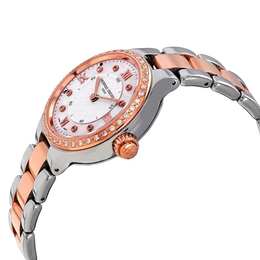 Frederique Constant Silver Mother of Pearl Dial Ladies Steel and 18k Rose Gold Horological Smartwatch FC-281WHD3ERD2B