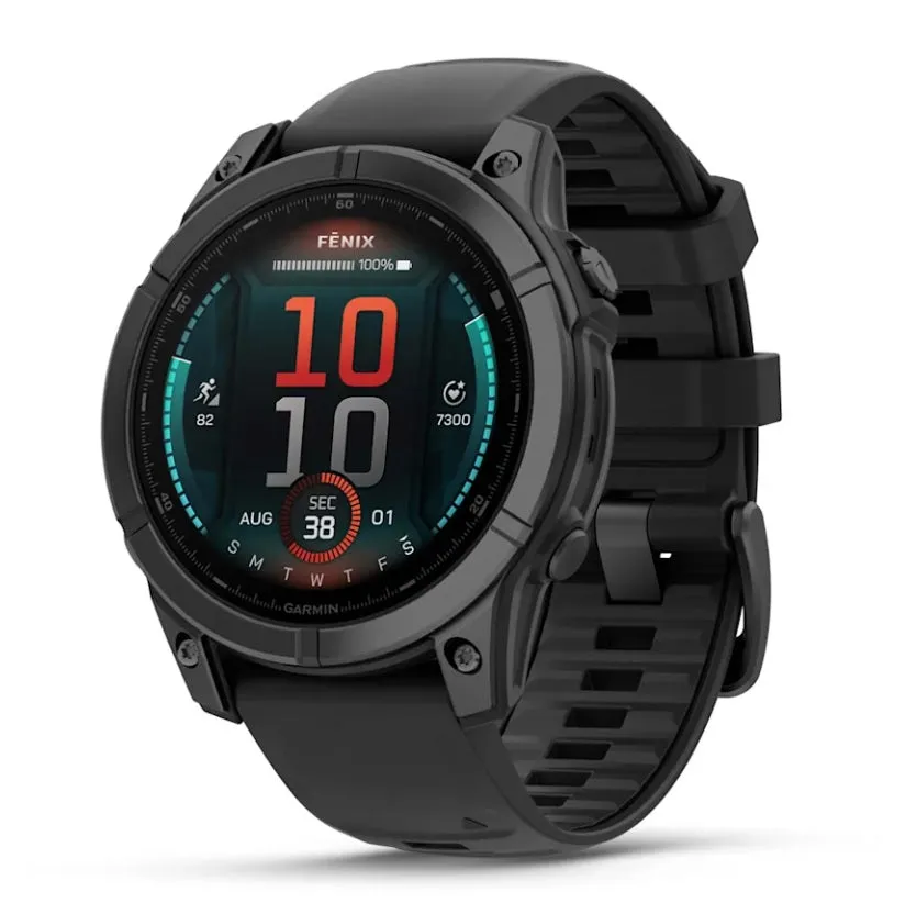 Garmin fenix E GPS Watch 47 mm Amoled Slate Gray Steel with Black Silicone Band