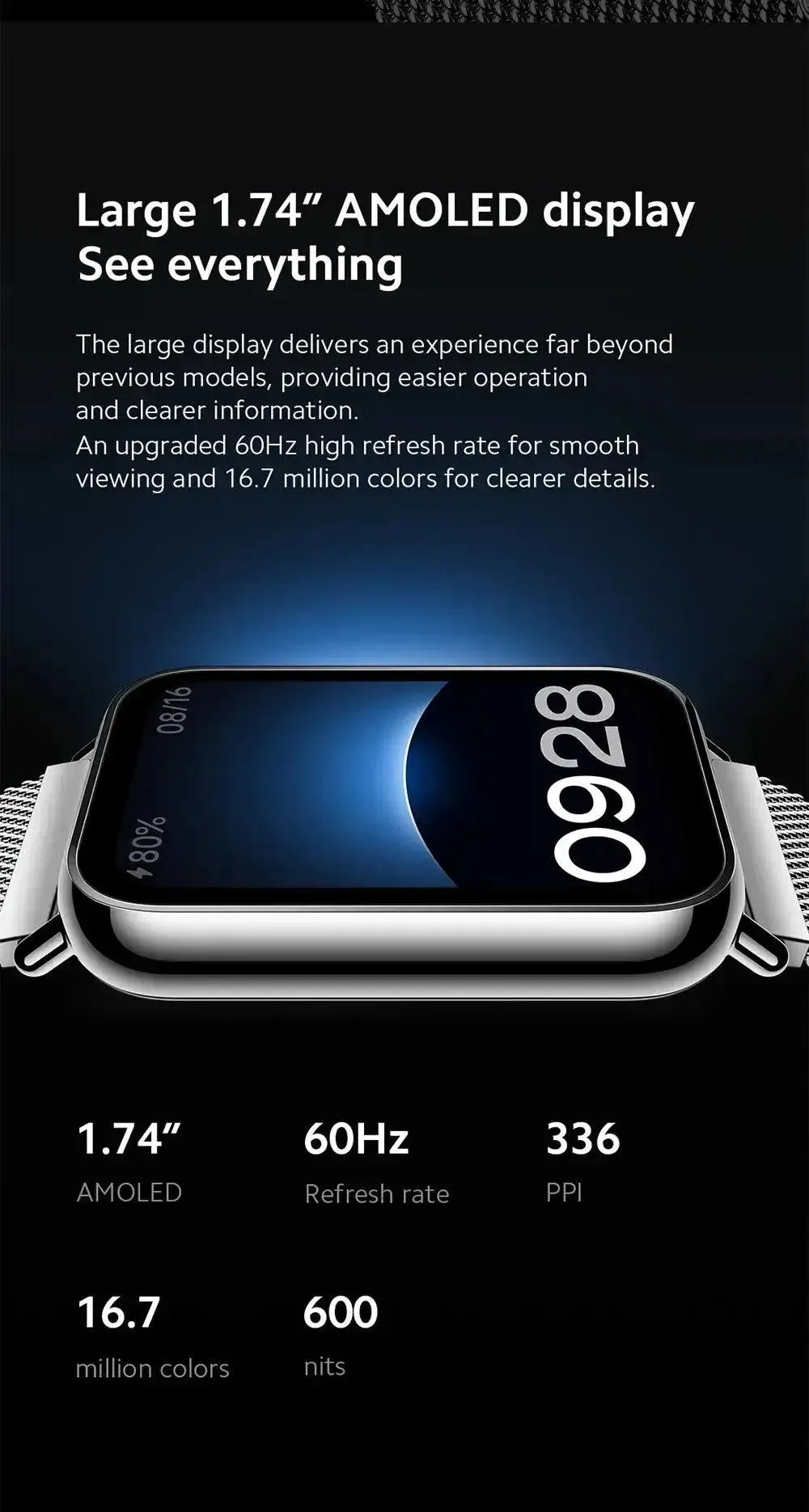 Global Version Xiaomi Smart Band 8 Pro AMOLED Display Large Capacity