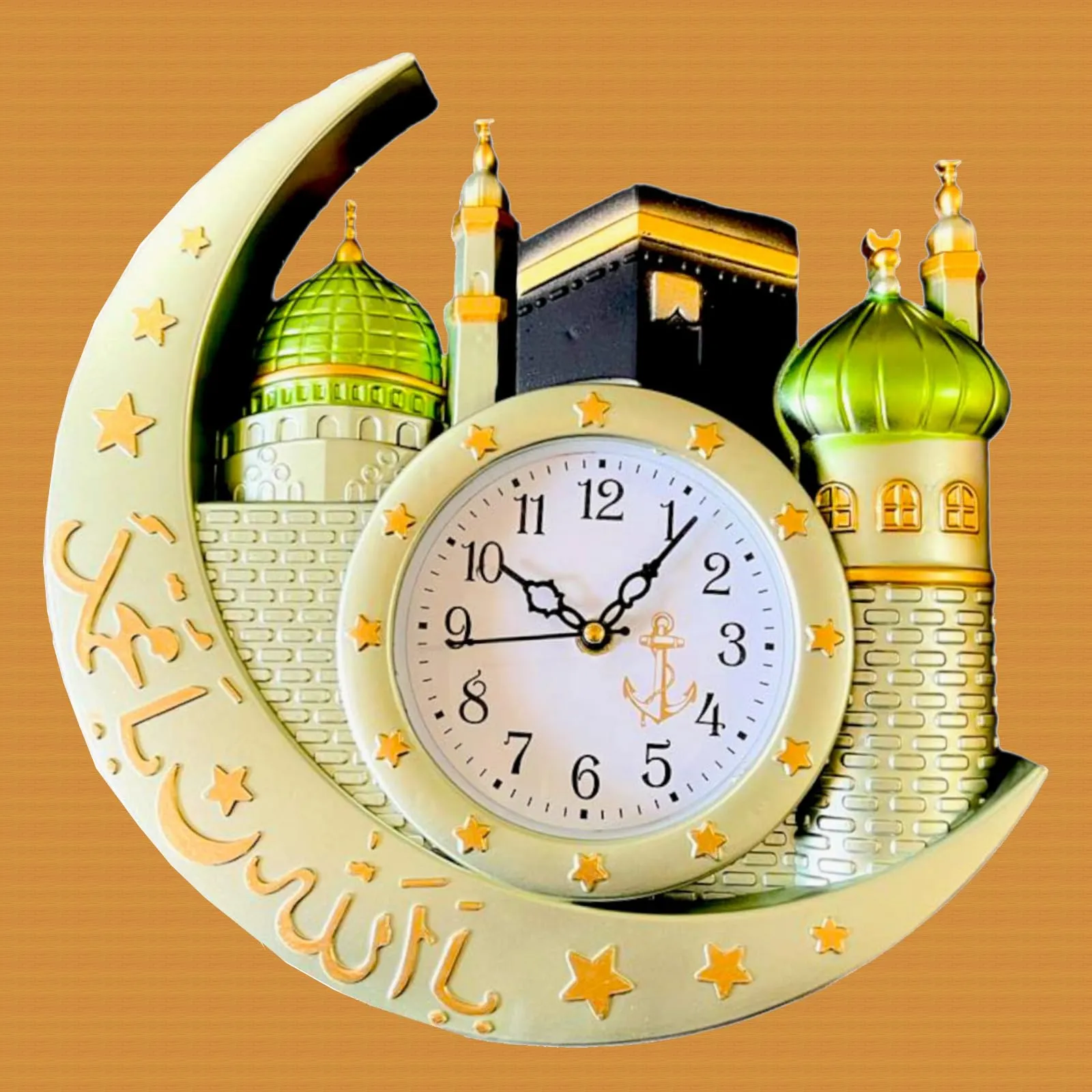 Gorvinu Crafts Islamic Quartz Wall Clock Decorative Classic Masjid Style Clock for Home Office Wall Decor (Multi)