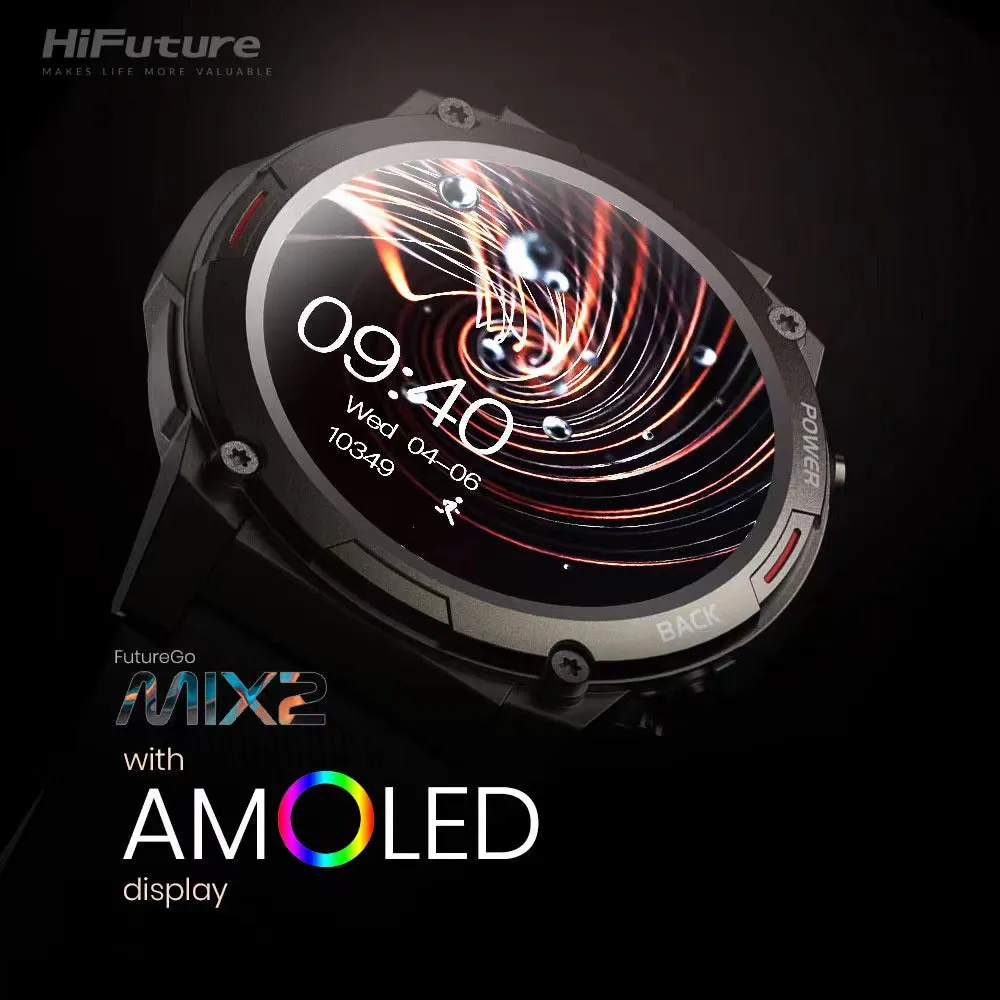 HiFuture FutureGo Mix2 AMOLED Smartwatch (Raven Black)