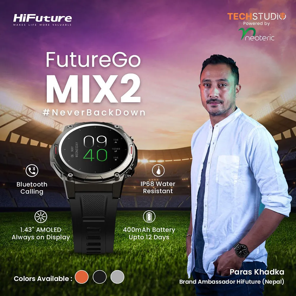 HiFuture FutureGo Mix2 AMOLED Smartwatch (Raven Black)