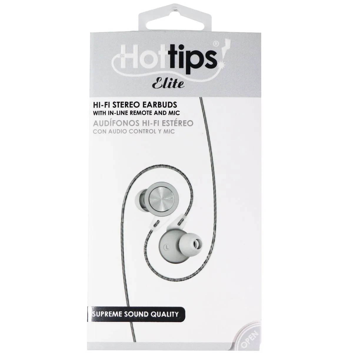 Hottips Elite Wired 3.5mm Hi-Fi Stereo EarBuds with In-line Remote/Mic - Silver