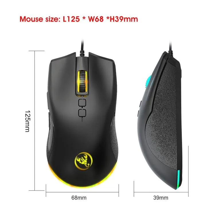 HXSJ A883 RGB Mechanical Gaming Mouse with 7 Programmable Keys and 6400 DPI