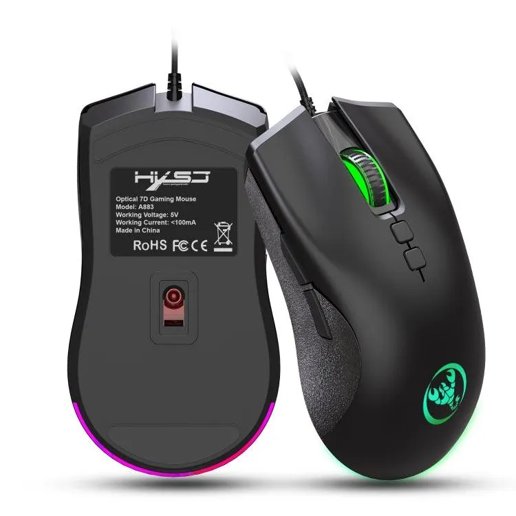 HXSJ A883 RGB Mechanical Gaming Mouse with 7 Programmable Keys and 6400 DPI