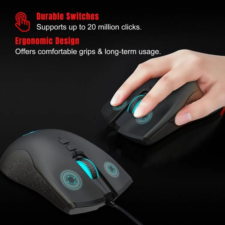 HXSJ A883 RGB Mechanical Gaming Mouse with 7 Programmable Keys and 6400 DPI