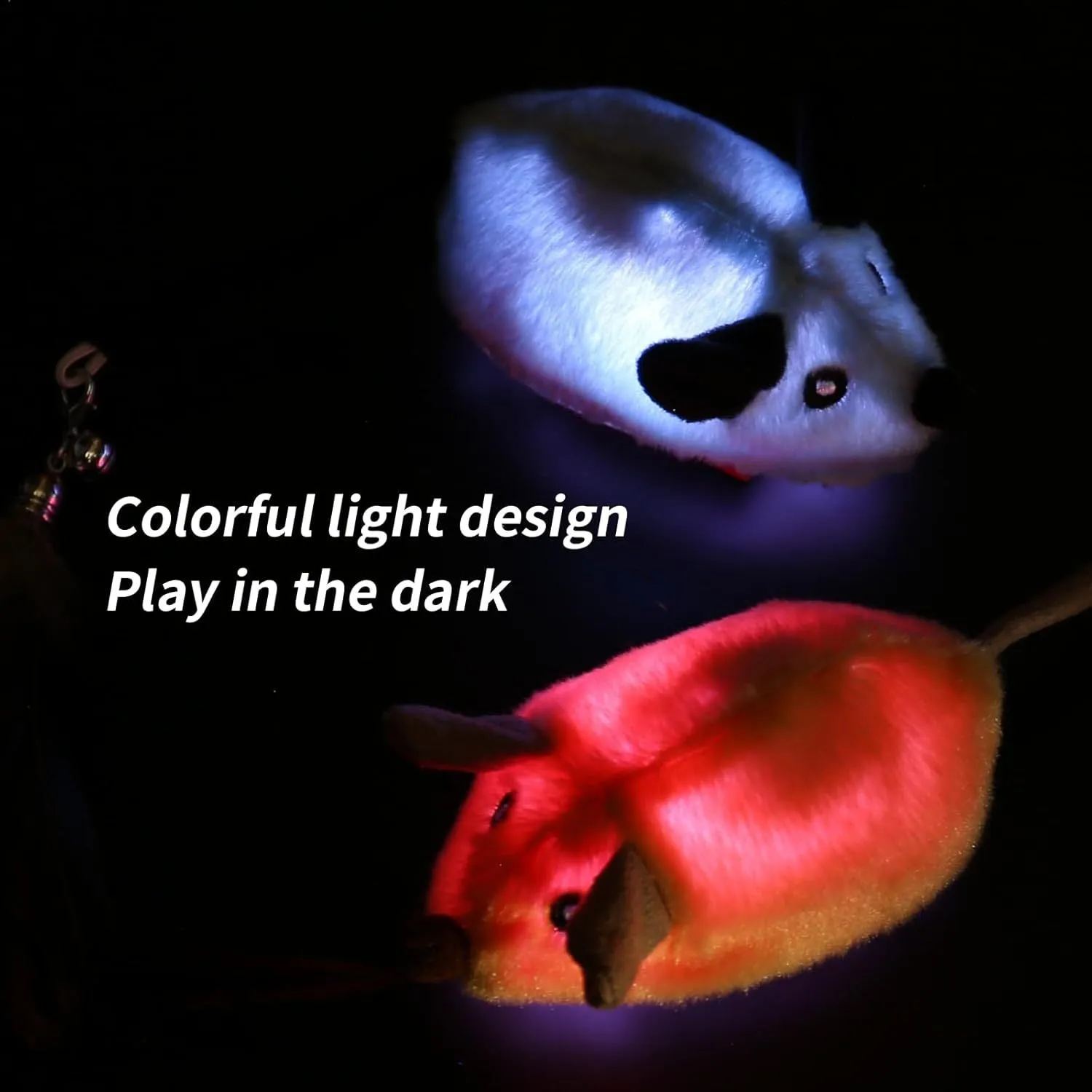 Interactive Electric Rechargeable LED Automatically Moving Lifelike Rat Mouse Cat Toys With Feather & Tail For Indoor Boredom Relief