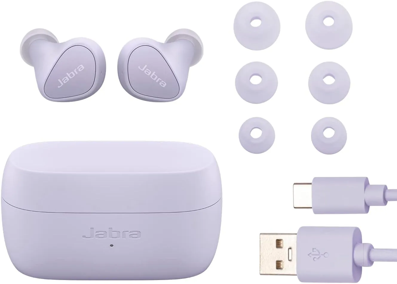 Jabra Elite 4 Wireless Earbuds, Active Noise Cancelling, Discreet and Comfortable Bluetooth Earphones with Spotify Tap Playback, Google Fast Pair, Microsoft Swift Pair and Multipoint - Lilac