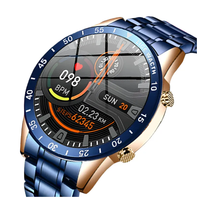 LIGE Steel Band Luxury Full Touch Screen Smartwatch