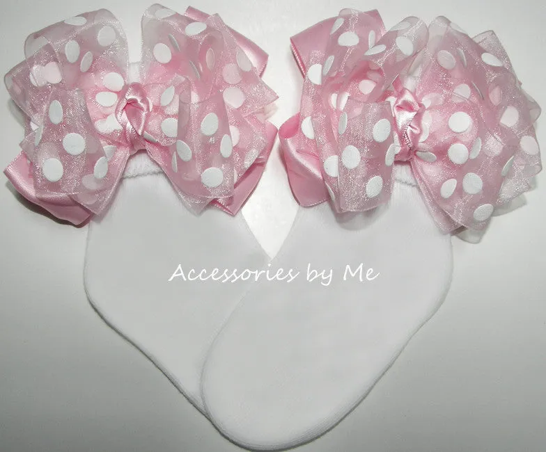 Light Pink Polka Dot Bow Socks