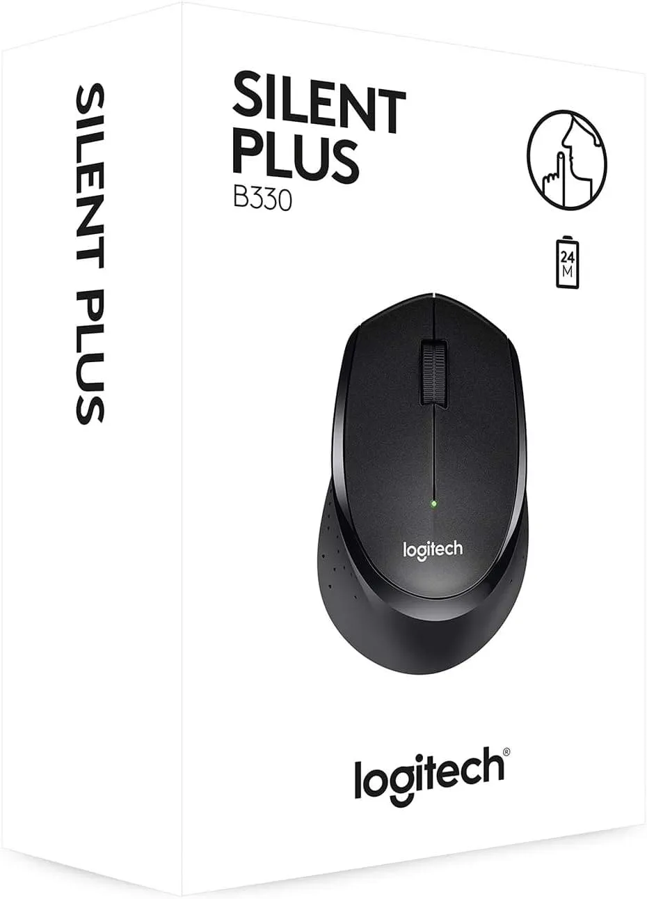 Logitech B330 SILENT PLUS Wireless Mouse, 2.4GHz, USB Nano Receiver, 1000 DPI, PC/Mac/Laptop/Chromebook Compatible - Black