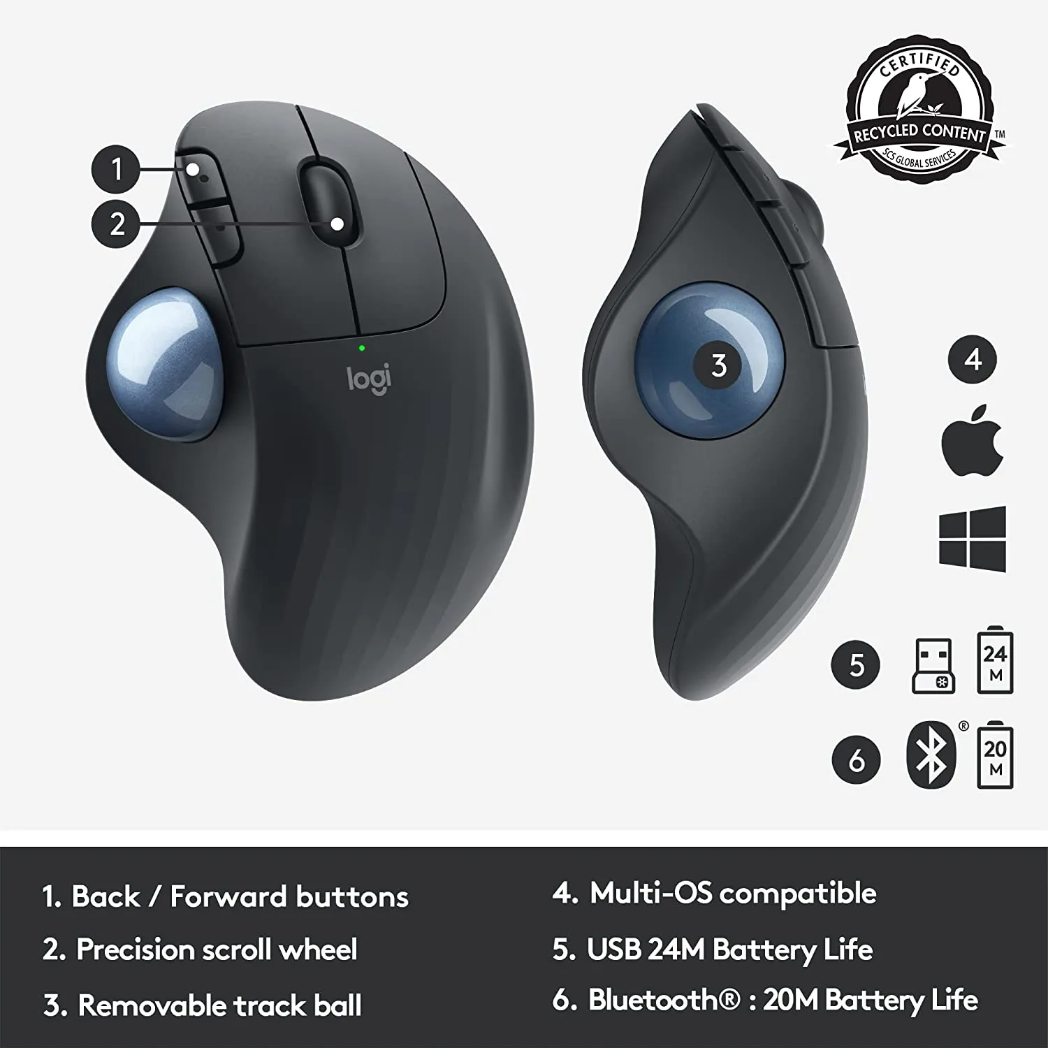 Logitech ERGO M575 Wireless Trackball Mouse