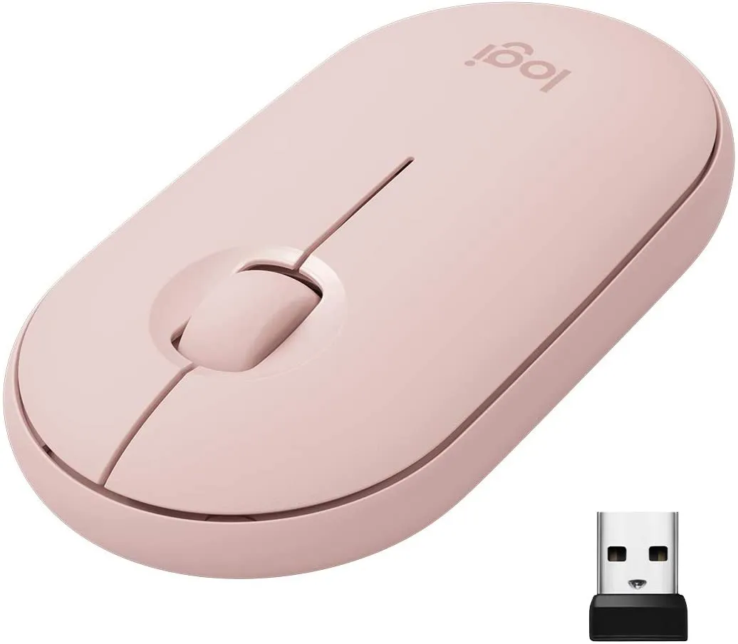 Logitech M350 Pebble Wireless Bluetooth Mouse with 1000 DPI, USB Mini Receiver, and Quiet Click for Laptop and PC