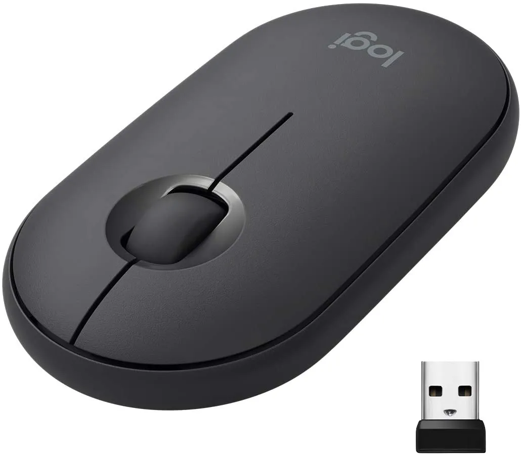 Logitech M350 Pebble Wireless Bluetooth Mouse with 1000 DPI, USB Mini Receiver, and Quiet Click for Laptop and PC