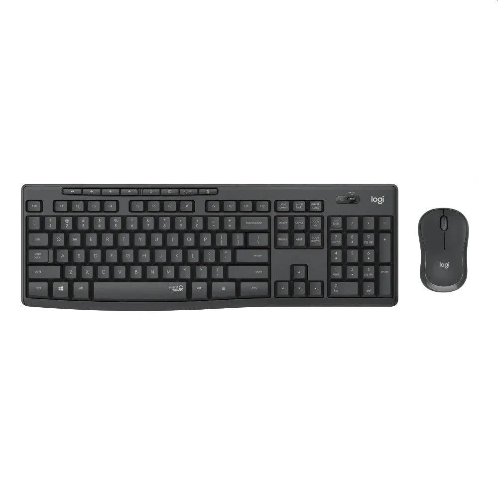 Logitech MK295 Silent Wireless Keyboard Mouse Combo SilentTouch Numpad Advanced Optical Tracking Nano USB Receiver Lag-Free Wireless 90% Less Noise