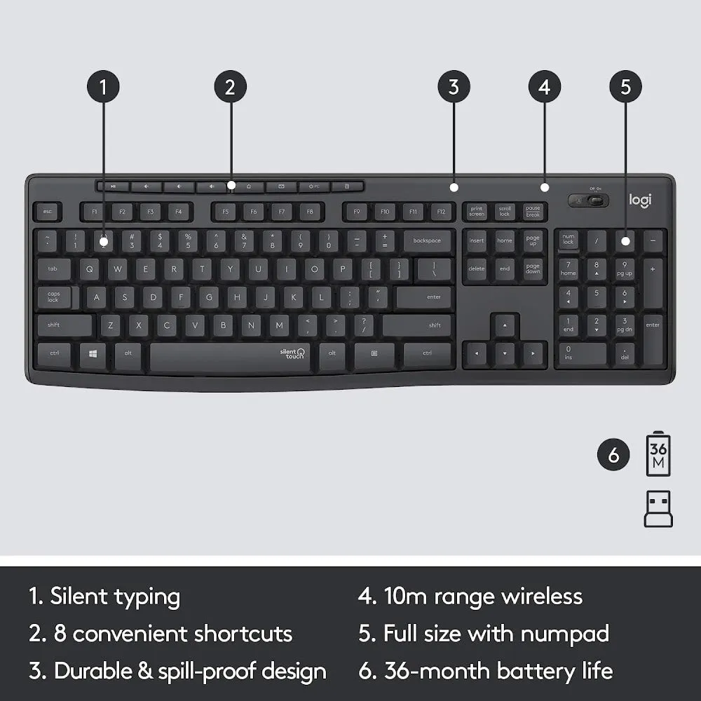 Logitech MK295 Silent Wireless Keyboard Mouse Combo