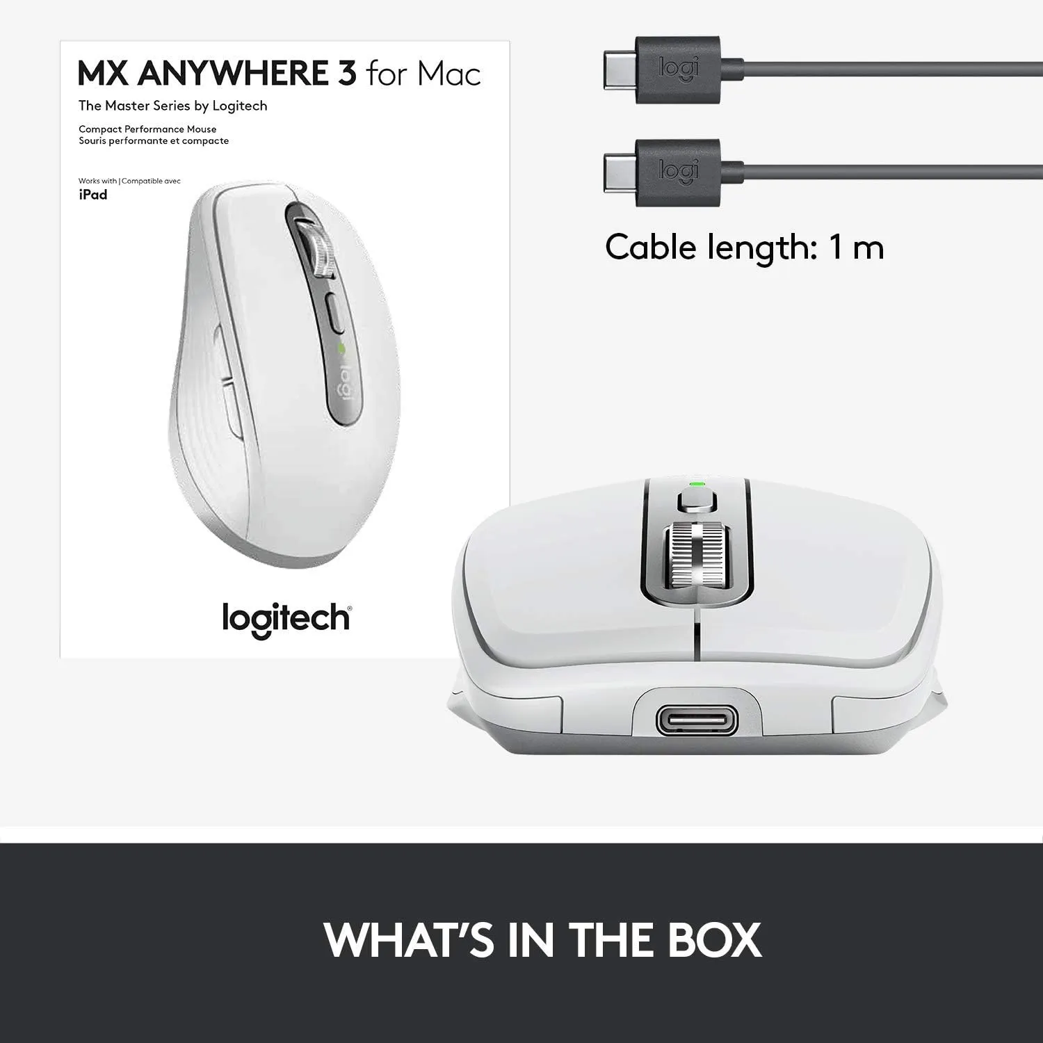 Logitech MX Anywhere 3 for Mac Wireless Mouse 高階無線滑鼠 - Light Gray 淡灰色 910-005995 原裝行貨