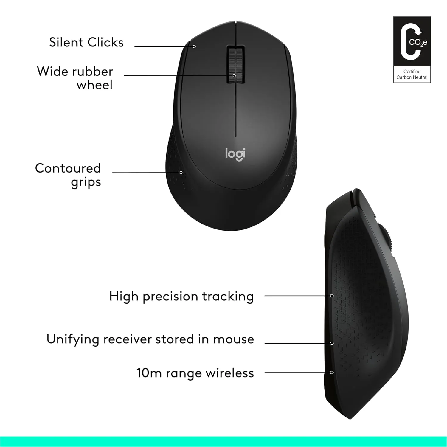 Logitech Silent Plus M331 Wireless Mouse 靜音無線滑鼠 - Black 黑色 910-004917 原裝行貨