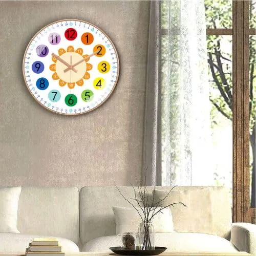 M T BROTHERS -Silent Non Ticking Quality Quartz Battery Operated Easy to Read Decorative Modern Design Glass, Plastic Wall Clock (Fruity Round - Clock)