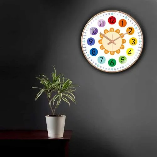 M T BROTHERS -Silent Non Ticking Quality Quartz Battery Operated Easy to Read Decorative Modern Design Glass, Plastic Wall Clock (Fruity Round - Clock)