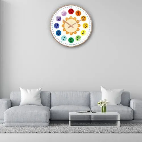 M T BROTHERS -Silent Non Ticking Quality Quartz Battery Operated Easy to Read Decorative Modern Design Glass, Plastic Wall Clock (Fruity Round - Clock)