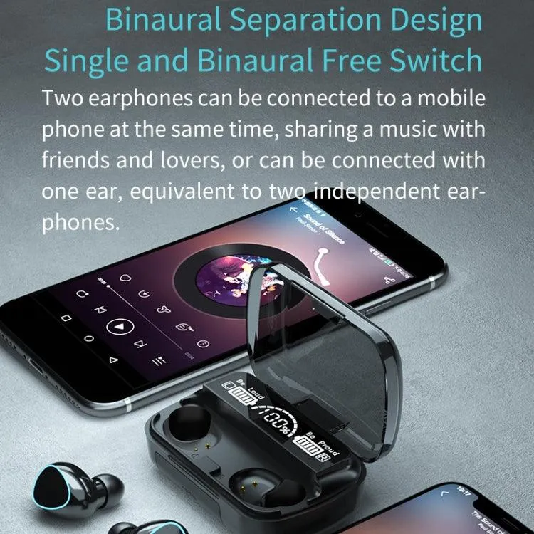 M10 Bluetooth 5.1 TWS Earbuds with Touch Control, Digital Display, and Siri Integration