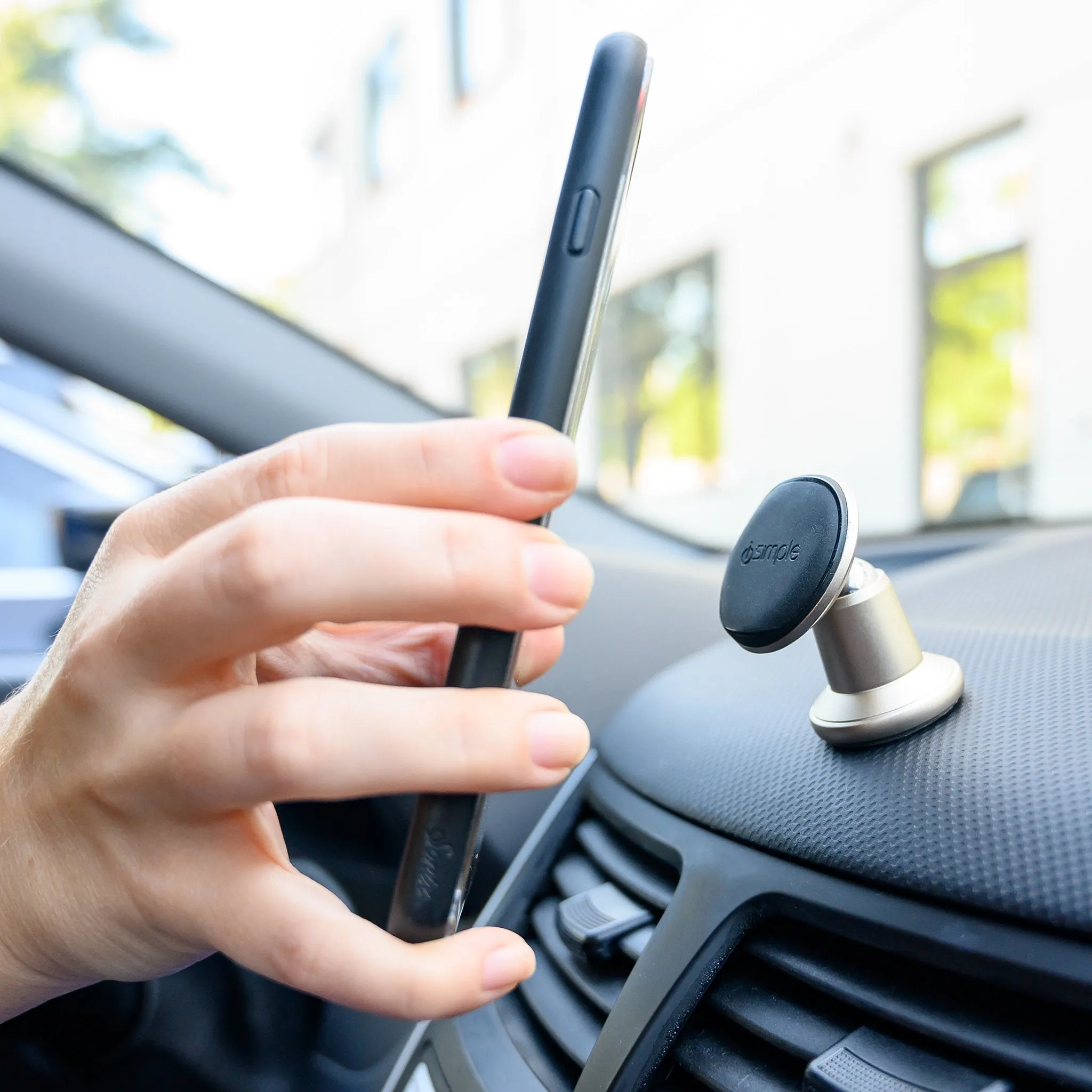 Magnetic Phone Mount with Car Charger & Universal Cable For Your Car - Silver