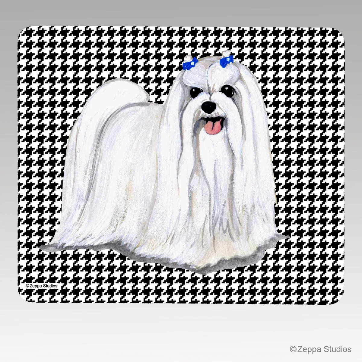 Maltese Houndstooth Mouse Pad