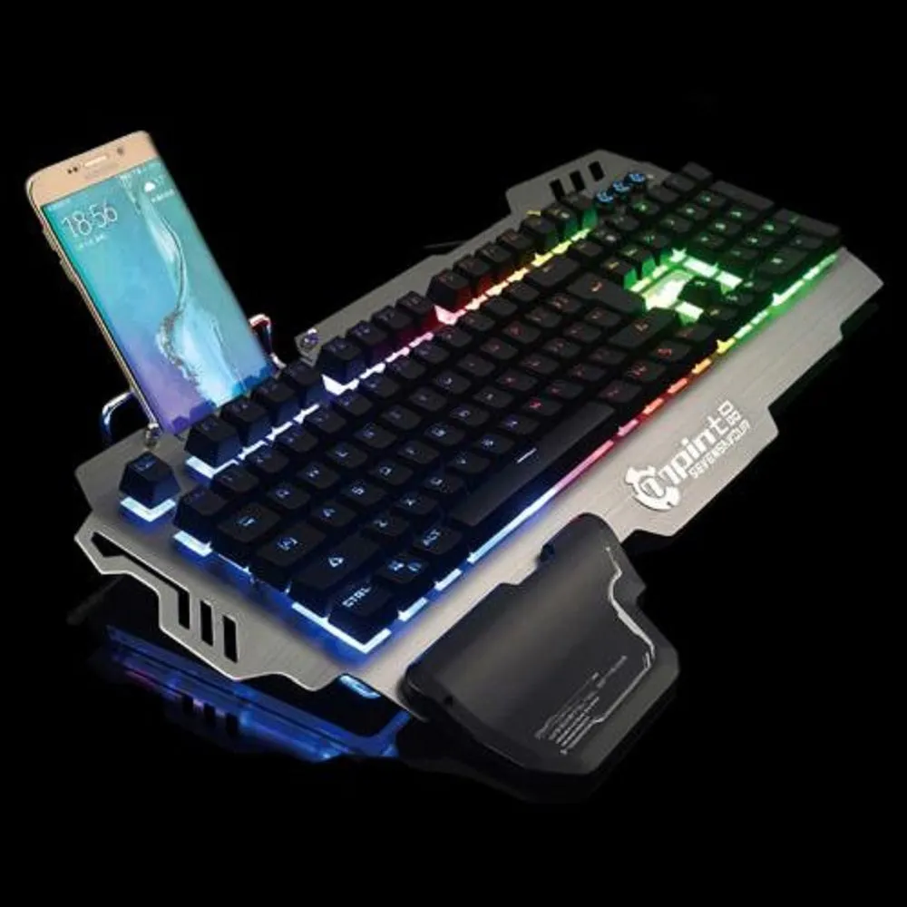 Mechanical Keyboard for Gamers Colormix Backlit 104 Keys Gaming Keyboard with Phone Holder