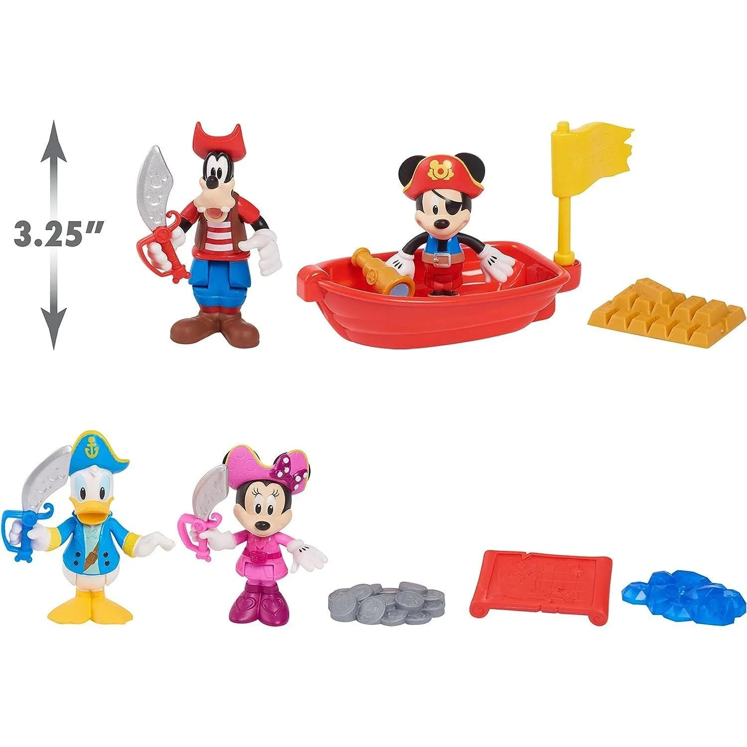 Mickey Mouse Pirate Adventure Figure Set, Kids Toys for Ages 3 Up